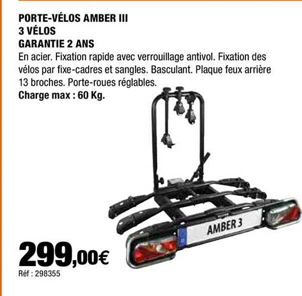 porte-vélos amber III 3 vélos garantie 2 ans
