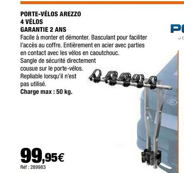 porte-vélos arezzo 4 vélos garantie 2 ans