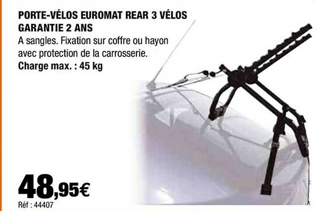 porte-vélos euromat rear 3 vélos garantie 2 ans
