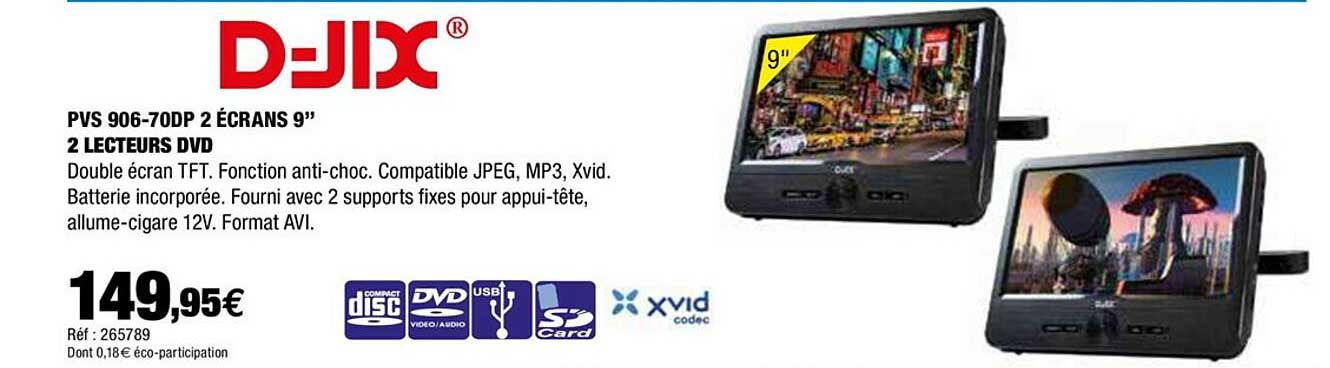 pvs 906-70dp 2 ecrans 9" 2 lecteurs dvd