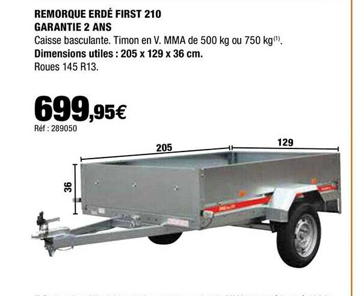 remorque erdé first 210 garantie 2 ans