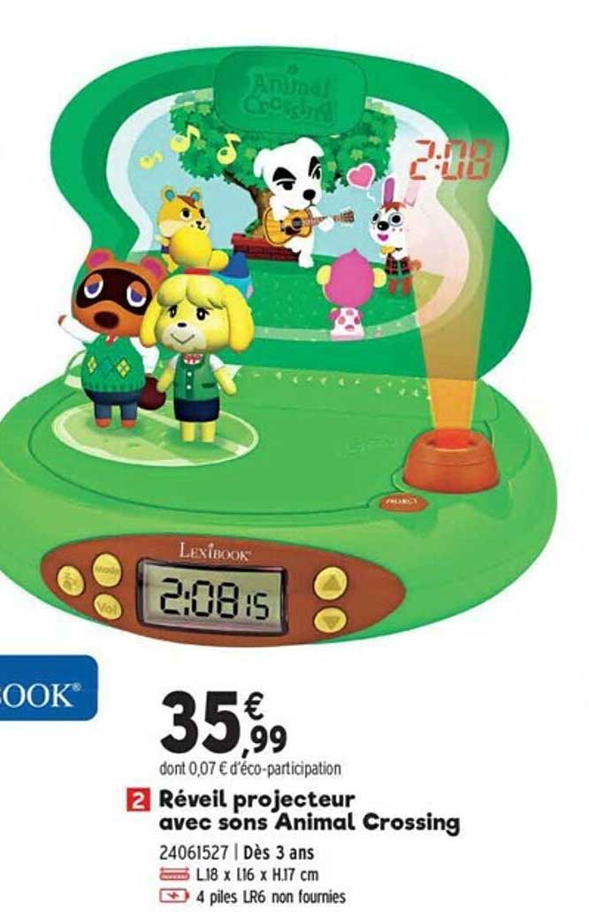 reveil projecteur avec sons animal crossing