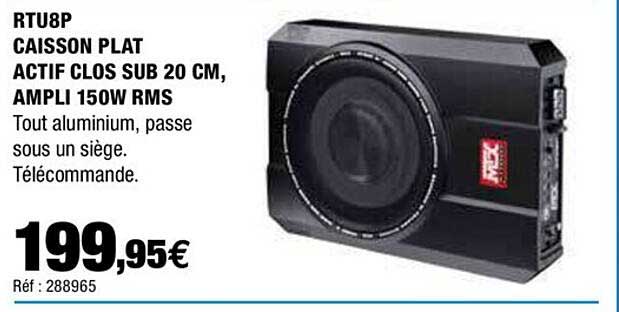 rtu8p caisson plat actif clos sub 20 cm ampli 150w rms