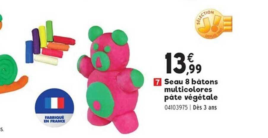 Seau 8 Batons Multicolores Pate Vegetale