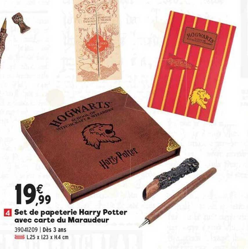 set de papeterie harry potter avec carte maraudeur