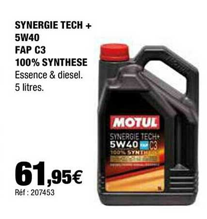 Synergie Tech + 5w40 Fap C3 100% Synthèse