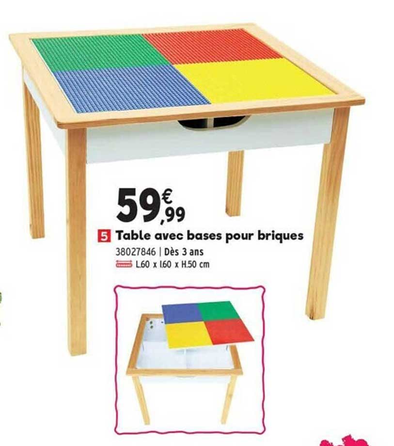 table avec bases pour briques