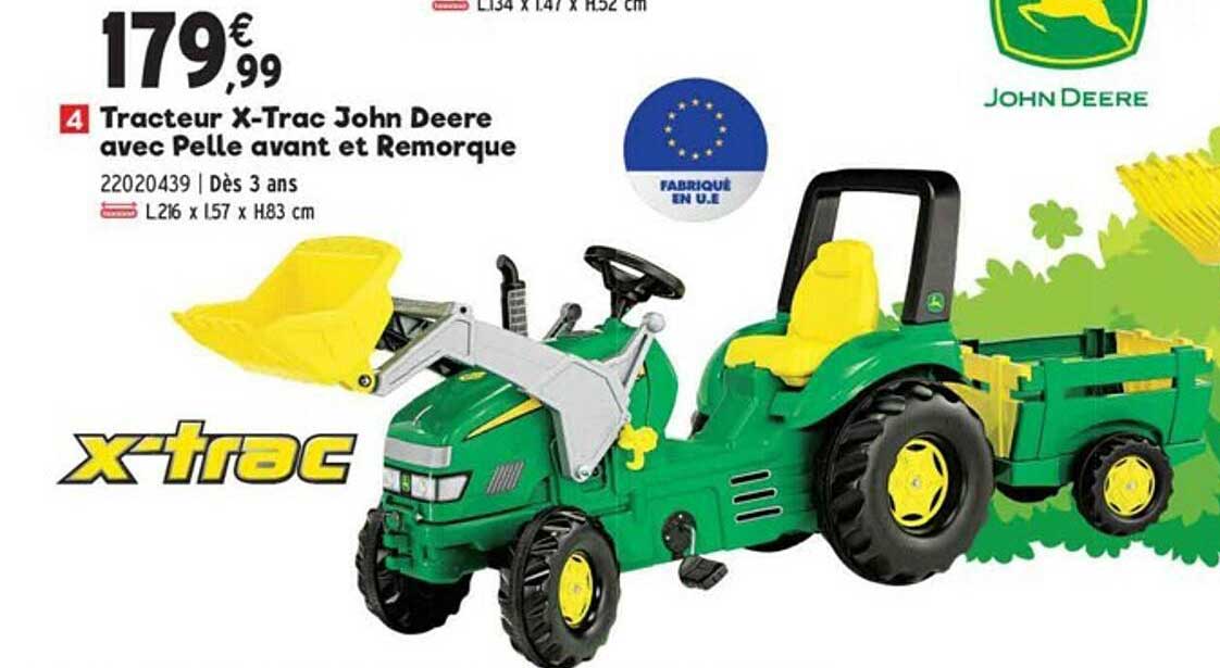 tracteur x-trac john deere avec pelle avant et remorque