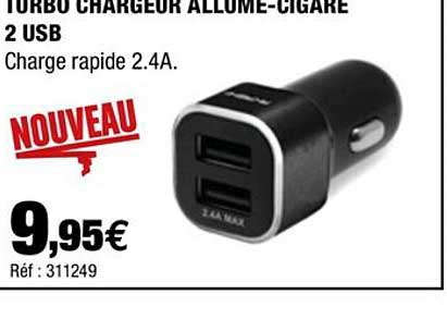 turbo chargeur allume-cigare 2 usb
