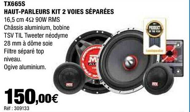 tx665s haut-parleurs kit 2 voies séparées