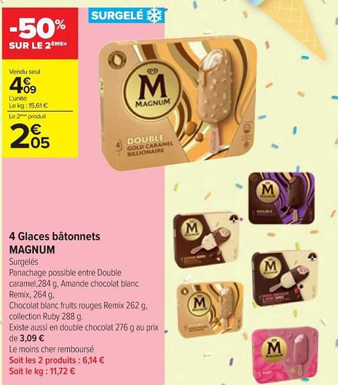 4 Glaces Bâtonnets Magnum