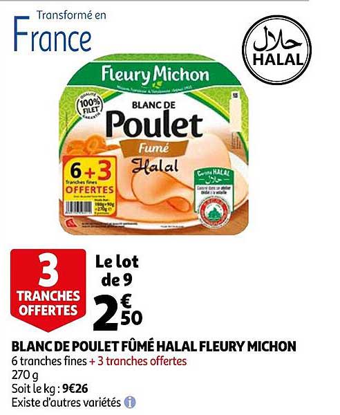 blanc de poulet fûmé halal fleury michon