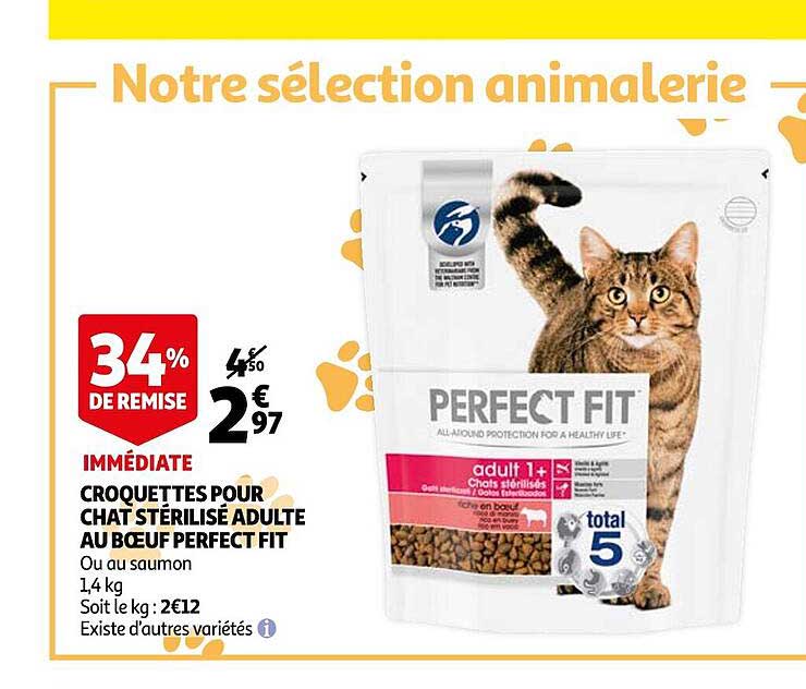 Croquettes Pour Chat Stérilisé Adulte Au Boeuf Perfect Fit