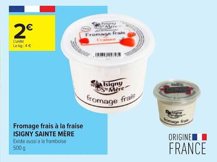 fromage frais à la fraise isigny sainte mère