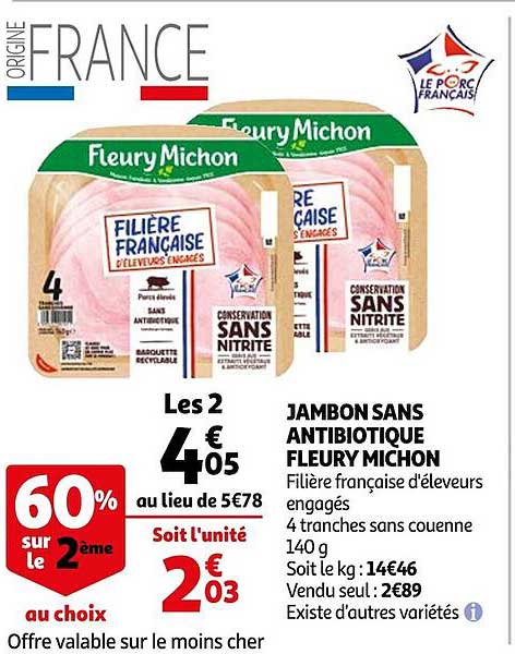 jambon sans antibiotique fleury michon