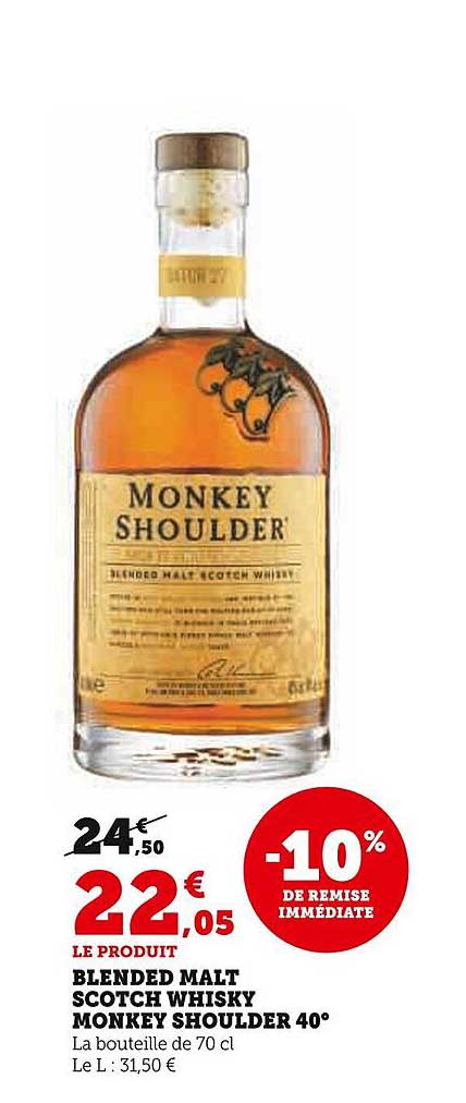 blended malt scotch whisky monkey shoulder 40°