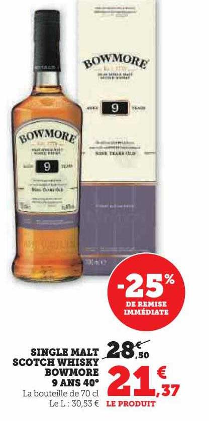 singla malt scotch whisky bowmore 9 ans 40°