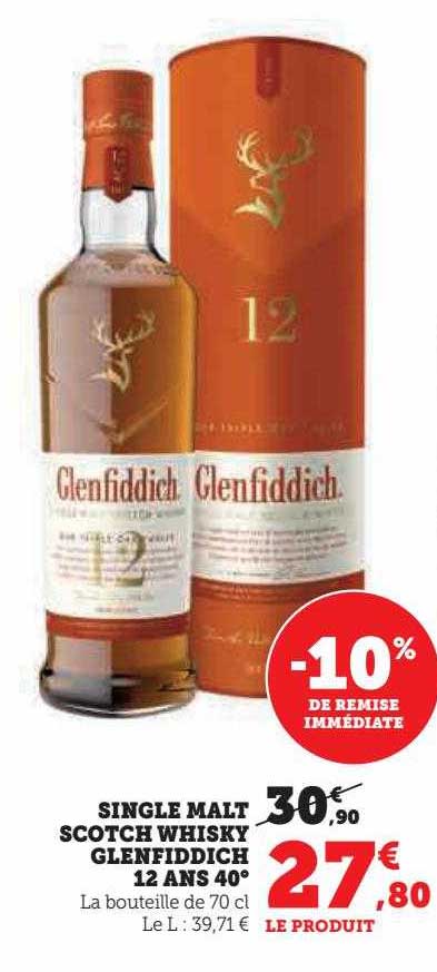 single malt scotch whisky glenfiddich 12 ans 40°