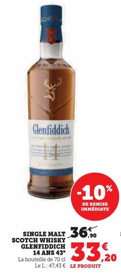 single malt scotch whisky glenfiddich 14 ans 43°