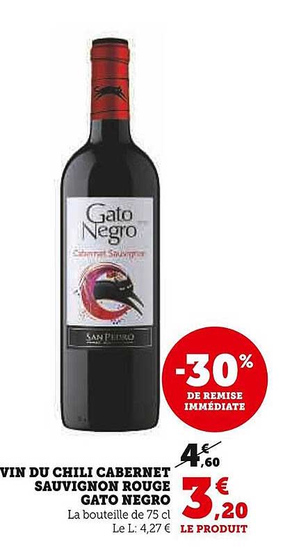 vin du chili cabernet sauvignon rouge gato negro