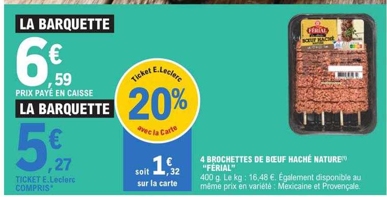 4 Brochettes De Bœuf Haché Nature "férial"
