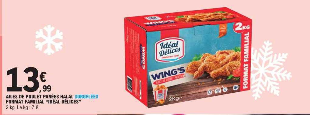 ailes de poulet panées halal surgelées format familial "idéal délices"
