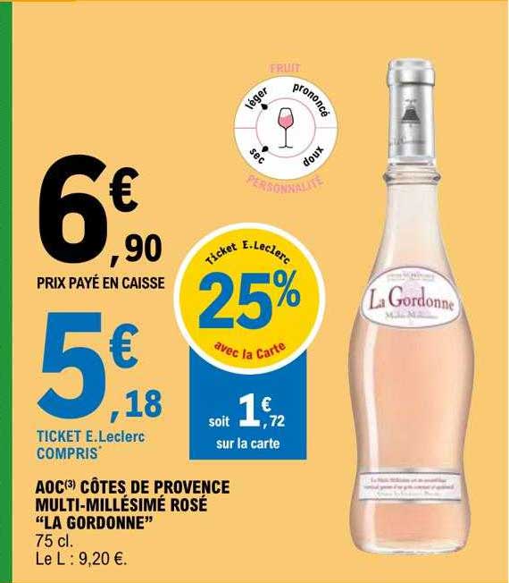 aop côtes de provence multi-millésimé rosé "la gordonne"