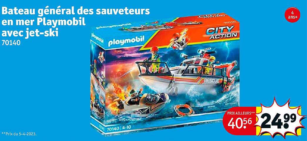 bateau général des sauveteurs en mer playmobil avec jet-ski