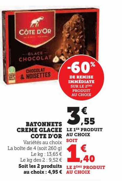 Bâtonnets Crème Glacée Côte D'or