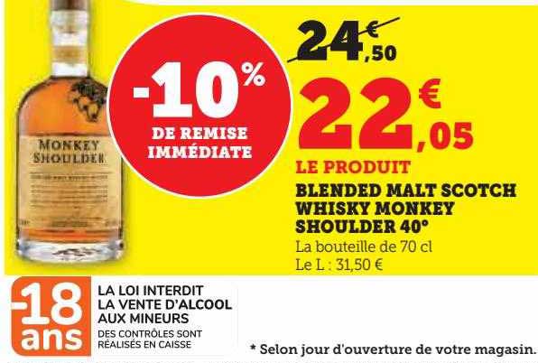 blended malt scotch whisky monkey shoulder 40°