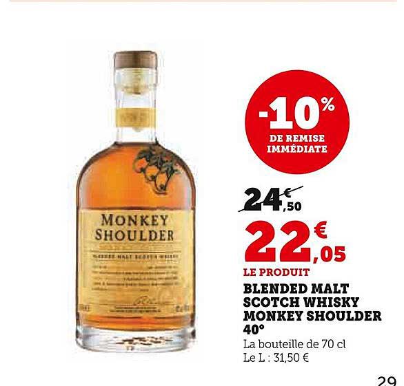 blended malt scotch whisky monkey shoulder 40°