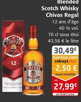 blended scotch whisky chivas régal 12 ans d'âge 40% vol.