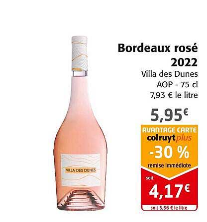 bordeaux rosé 2022 villa des dunes aop