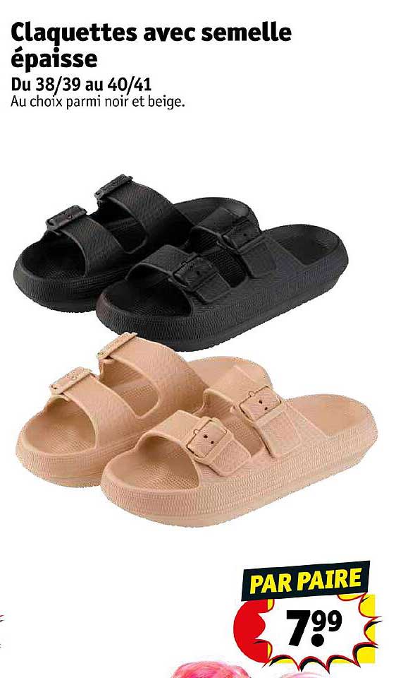 claquettes avec semelle épaisse