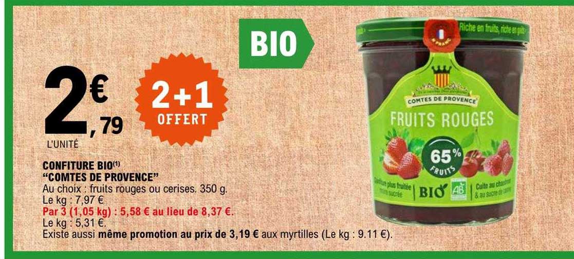 confiture bio "comtés de provence"
