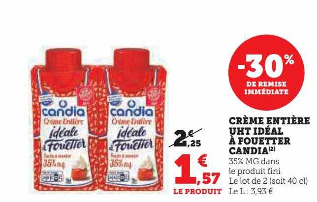 crème entière uht idéal à fouetter candia