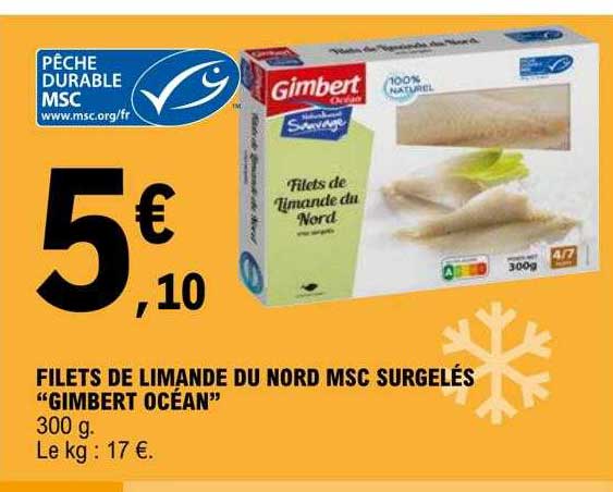 filets de limande du nord msc surgelés "gimbert océan"