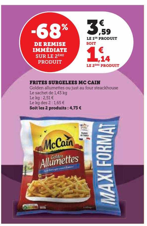 frites surgelées mc cain