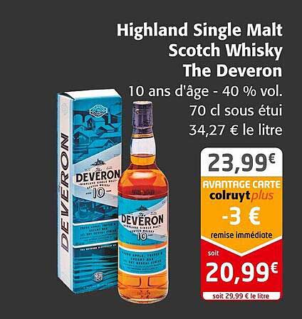 highland single malt scotch whisky the deveron 10 ans d'âge - 40% vol.