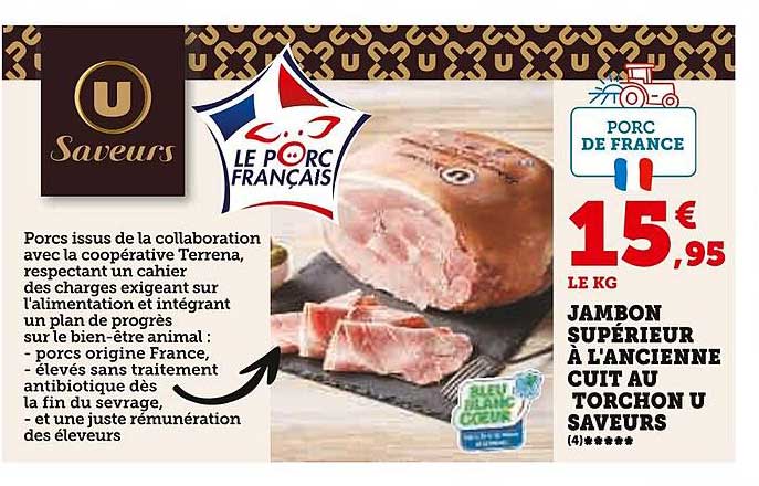 Jambon Supérieur à L'ancienne Cuit Au Torchon U Saveurs
