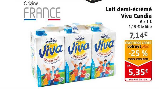 lait demi-écrémé viva candia