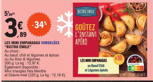 les mini empanadas surgelées "bistro émile"