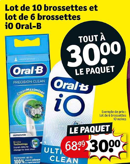 lot de 10 brossettes et lot de 6 brossettes i0 oral-b