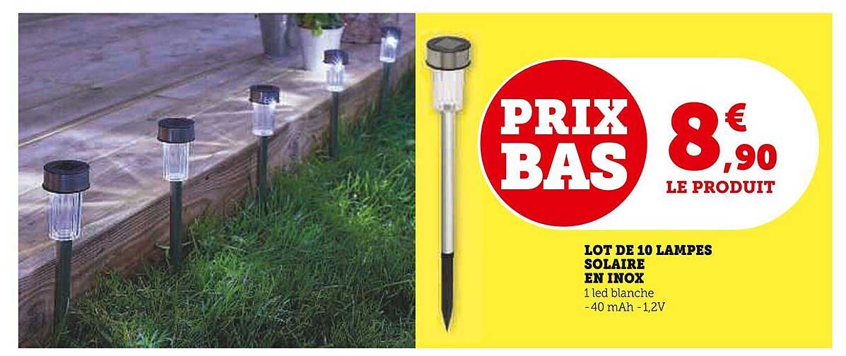 lot de 10 lampes solaire en inox