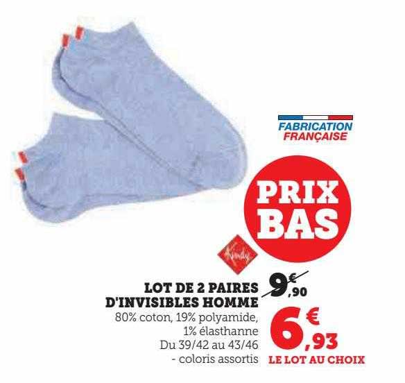 lot de 2 paires d'invisibles homme kindy