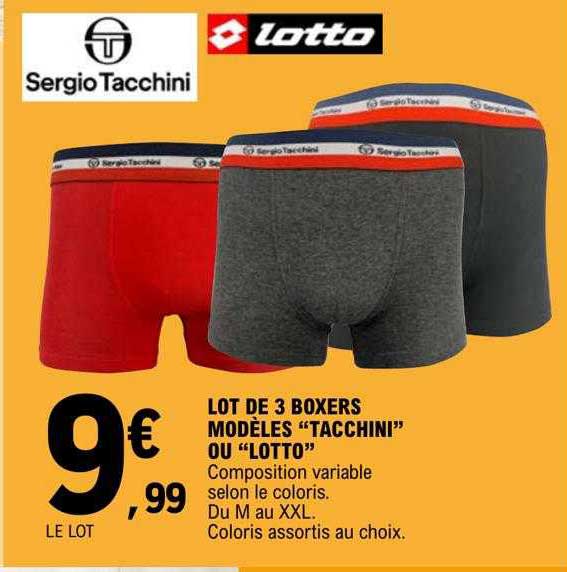 lot de 3 boxers modèles "tacchini" ou "lotto"