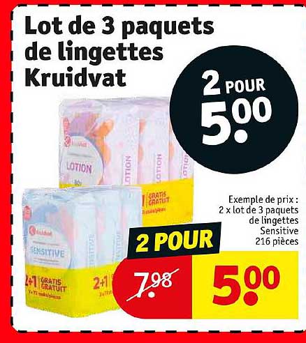 lot de 3 paquets de lingettes kruidvat