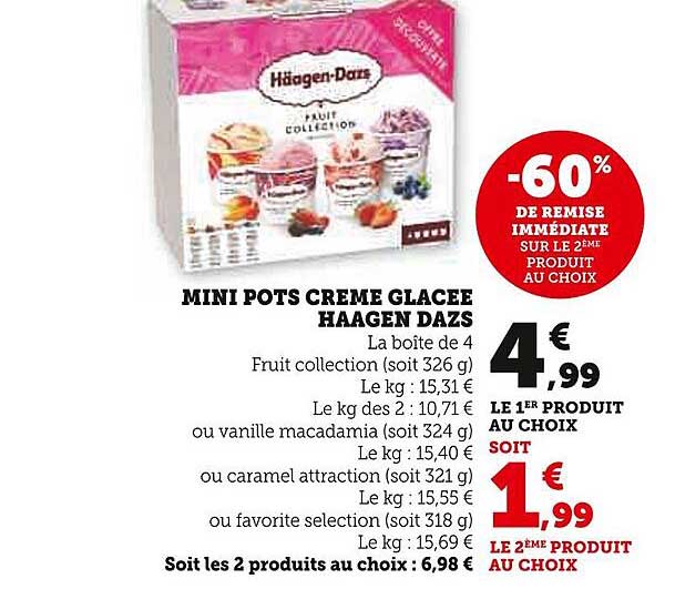 mini pots crème glacée häagen dazs