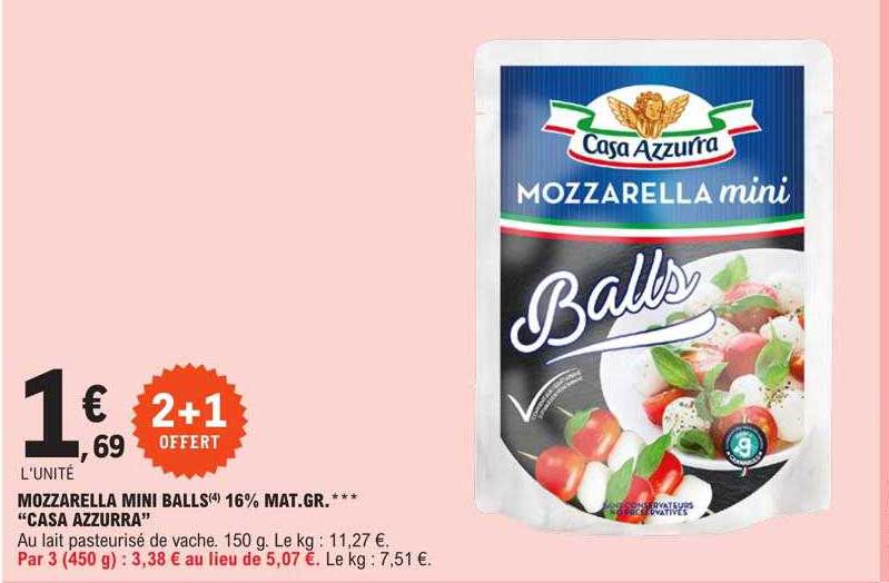 mozzarella mini balls 16% mat.gr. "casa azzurra"