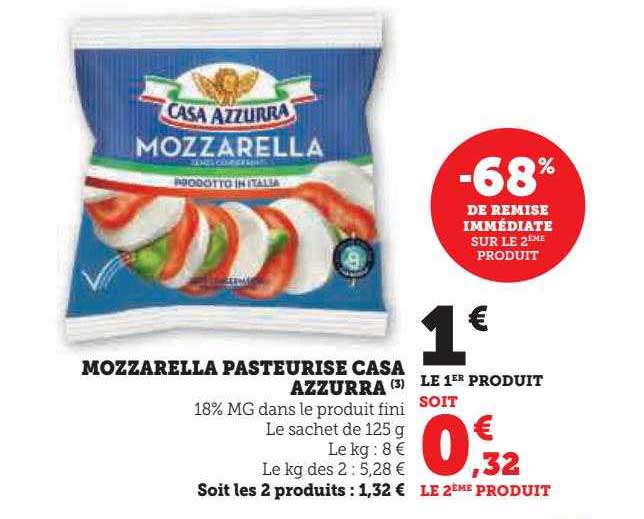 mozzarella pasteurisé casa azzurra